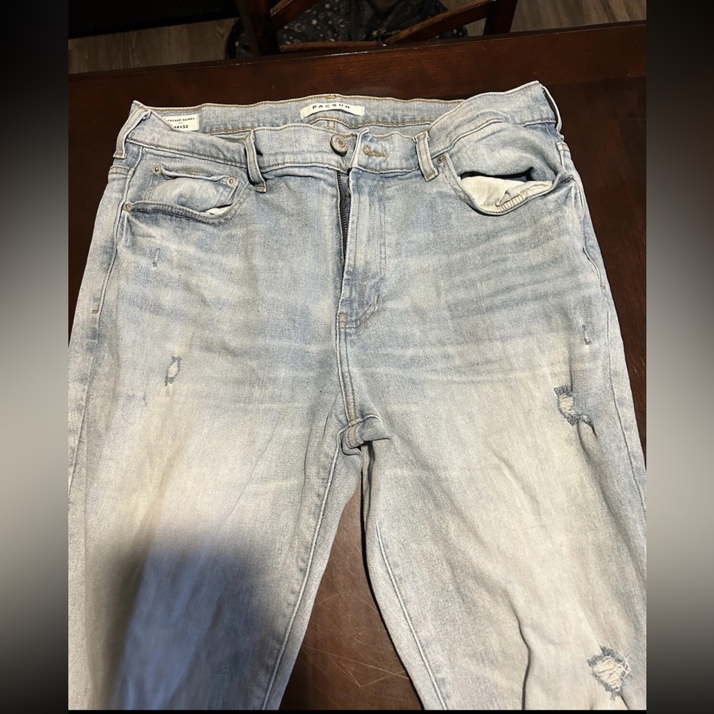 PacSun Blue Boyfriend Jeans High-Rise Distressed